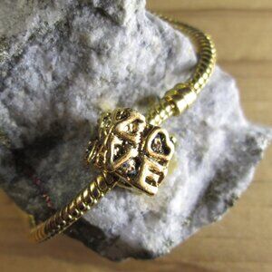 LOVE cube European Charm.  Gold Plated Sterling Silver.
